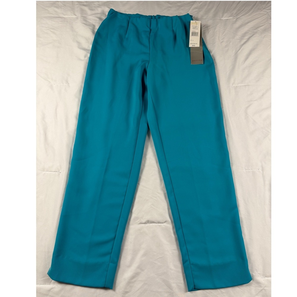 Nancy Bolen City‎ Girl Petite Teal Straight Leg Pants Size 6P Coastal Elegance
